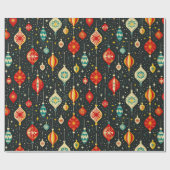 Groovy Retro Snowy Night Kerstversiering Cadeaupapier (Vlak)