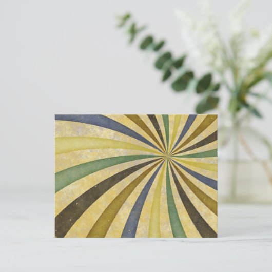 Groovy Retro Spiral Sunbeam Ray Swirl Design Briefkaart (Staand voorkant)
