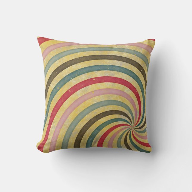 Groovy Retro Spiral Sunbeam Ray Swirl Kussen (Voorkant)