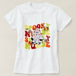 Groovy Retro Spooky Nurse Ghost Halloween T-shirt