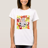 Groovy Retro Spooky Nurse Ghost Halloween T-shirt (Voorkant)