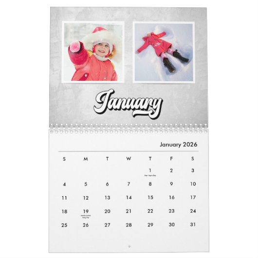 Groovy Retro Stijltekst, bewerkbare aangepaste fot Kalender (Jan 2026)