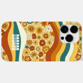 Groovy Retro Streep Flower Child Monogram Naam Case-Mate iPhone Case (Achterkant (horizontaal))