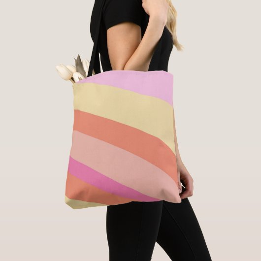 Groovy Retro Stripes Zeventiger Tote Bag (Dichtbij)