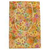 Groovy Retro Summertime Protea en Daisy Pattern Medium Cadeauzakje (Voorkant)