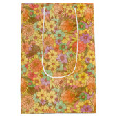 Groovy Retro Summertime Protea en Daisy Pattern Medium Cadeauzakje (Achterkant)