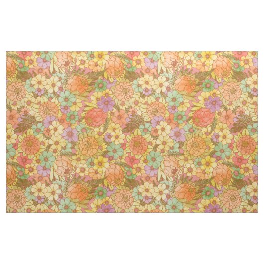 Groovy Retro Summertime Protea en Daisy Pattern Stof (Fat Quarter)