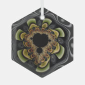 Groovy Retro Sunflower Fractal Abstracte Art Glas Ornament (Voorkant)