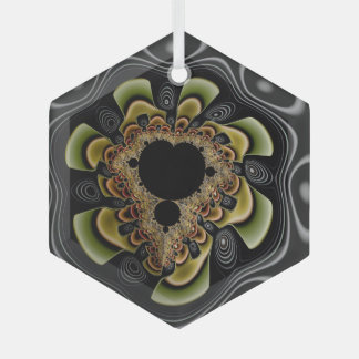 Groovy Retro Sunflower Fractal Abstracte Art Glas Ornament