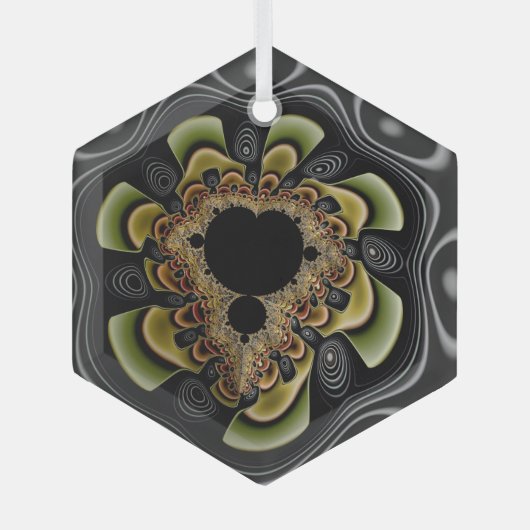 Groovy Retro Sunflower Fractal Abstracte Art Glas Ornament (Voorkant)