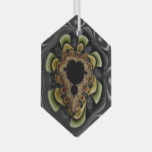 Groovy Retro Sunflower Fractal Abstracte Art Glas Ornament (Voorkant Rechts)