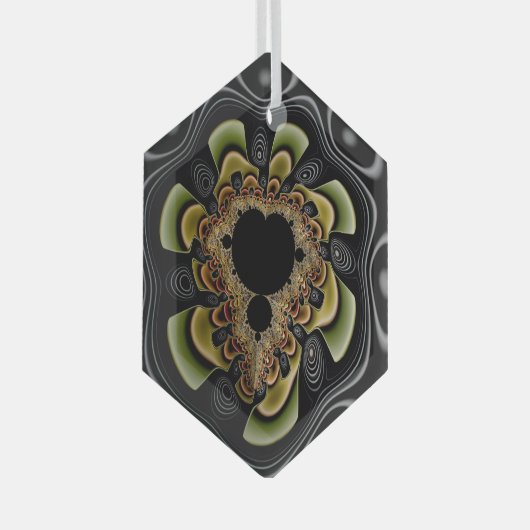 Groovy Retro Sunflower Fractal Abstracte Art Glas Ornament (Voorkant Rechts)