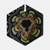 Groovy Retro Sunflower Fractal Abstracte Art Glas Ornament (Achterkant)