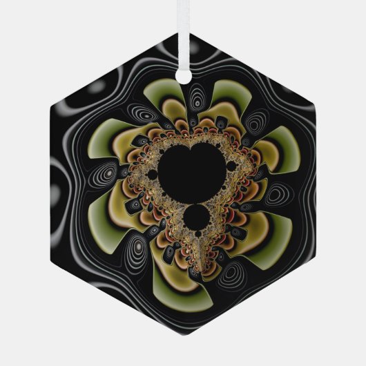 Groovy Retro Sunflower Fractal Abstracte Art Glas Ornament (Achterkant)