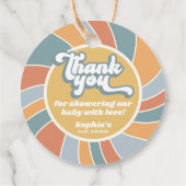 Groovy Retro Sunshine Baby shower Dank u Bedankjes Labels (Achterkant)