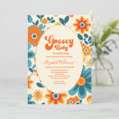 Groovy Retro Sunshine Daisy Baby shower Kaart (Staand voorkant)