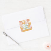 Groovy Retro Sunshine Dank je Vierkante Sticker (Envelop)