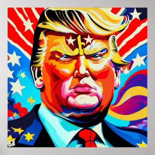 Groovy Retro Superheld Donald Trump Portret Poster