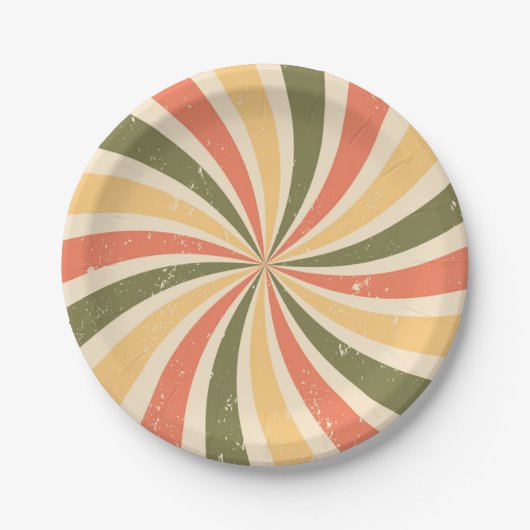 Groovy retro swirl burst papieren bordje (Voorkant)