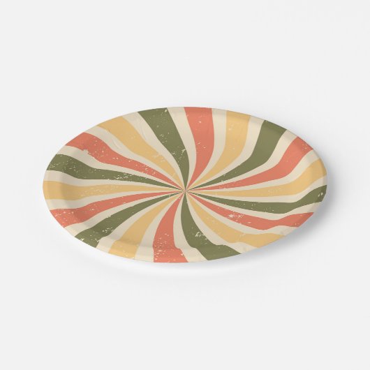 Groovy retro swirl burst papieren bordje (Gekanteld)
