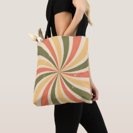 Groovy retro swirl burst tote bag