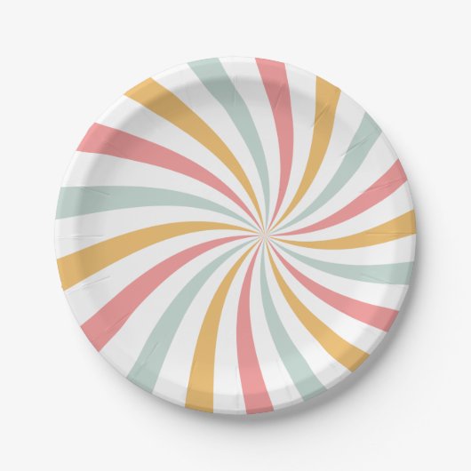 Groovy Retro Swirl Papieren Bordje (Voorkant)