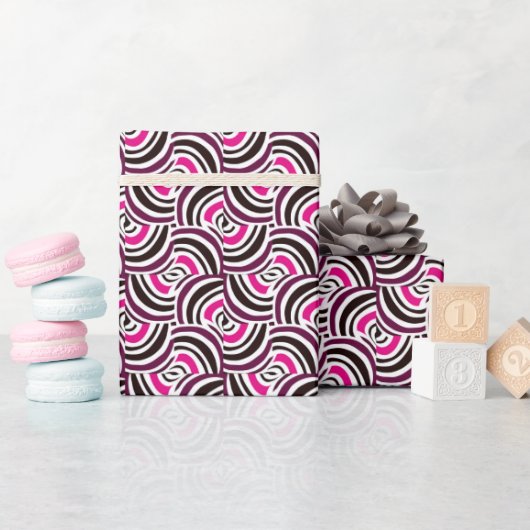 Groovy Retro Swirly Roze Patroon Cadeaupapier (Baby Shower)