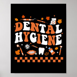 Groovy Retro Tandheelkundige Hygiëne Hygiënist Tan Poster