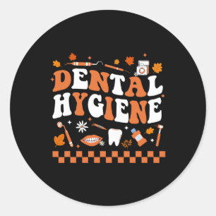 Groovy Retro Tandheelkundige Hygiëne Hygiënist Tan Ronde Sticker