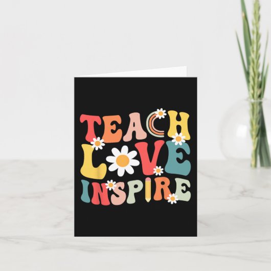 Groovy Retro Teach Love Inspire Back to School Tea Kaart (Voorkant)