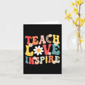 Groovy Retro Teach Love Inspire Back to School Tea Kaart (Gele Bloem)