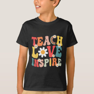 Groovy Retro Teach Love Inspire Byck Terug Naar Sc T-shirt