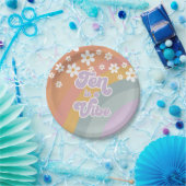 Groovy Retro Ten is een Vibe Regenboog Papieren Bo Bordje (Feest)