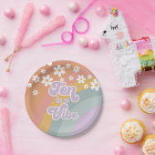 Groovy Retro Ten is een Vibe Regenboog Papieren Bo Bordje (Feest)