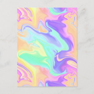 Groovy Retro Tie Dye Pastel Marble Swirl Aankondigingskaart