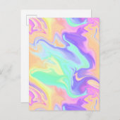 Groovy Retro Tie Dye Pastel Marble Swirl Aankondigingskaart (Voorkant / Achterkant)