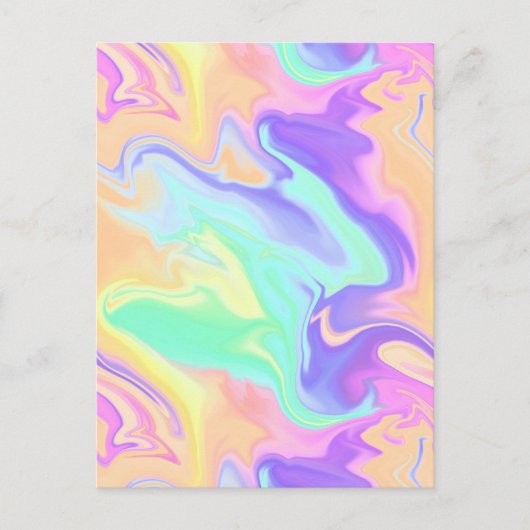 Groovy Retro Tie Dye Pastel Marble Swirl Aankondigingskaart (Voorkant)