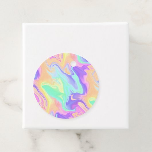 Groovy Retro Tie Dye Pastel Marble Swirl Bedankjes Labels (In situ)