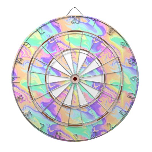 Groovy Retro Tie Dye Pastel Marble Swirl Dartbord (Voorkant)