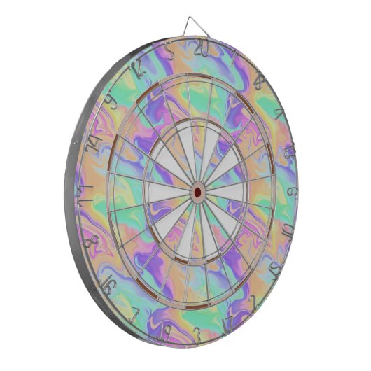 Groovy Retro Tie Dye Pastel Marble Swirl Dartbord (Voorkant Links)
