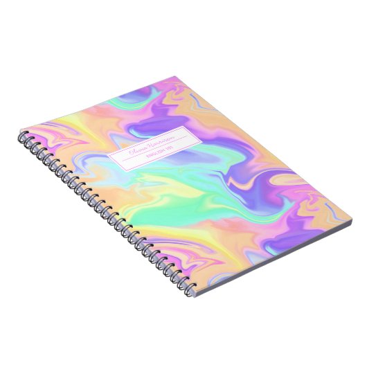 Groovy Retro Tie Dye Pastel Marble Swirl Notitieboek (Rechterzijde)