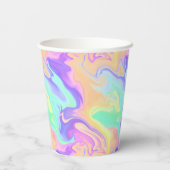 Groovy Retro Tie Dye Pastel Marble Swirl Papieren Bekers (Achterkant)