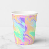 Groovy Retro Tie Dye Pastel Marble Swirl Papieren Bekers (Rechts)