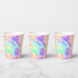 Groovy Retro Tie Dye Pastel Marble Swirl Papieren Bekers