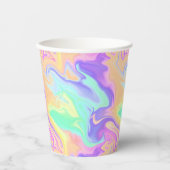 Groovy Retro Tie Dye Pastel Marble Swirl Papieren Bekers (Voorkant)