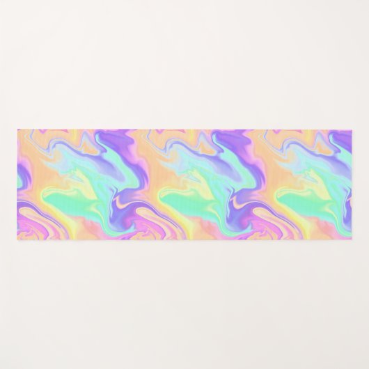 Groovy Retro Tie Dye Pastel Marble Swirl Yogamat (Voorkant (horizontaal))