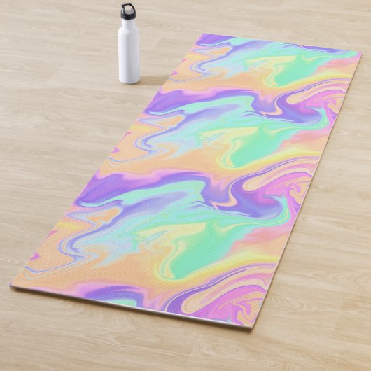 Groovy Retro Tie Dye Pastel Marble Swirl Yogamat (In situ)