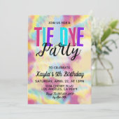 Groovy Retro Tie Dye Verjaardag Uitnodiging (Staand voorkant)