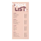 Groovy Retro Trendy Lashes & Brow Salon prijslijst Reclamekaart (Voorkant)