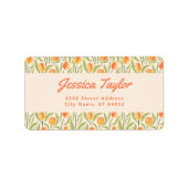 Groovy Retro Tulp Bloem Retouradres Etiket (Voorkant)